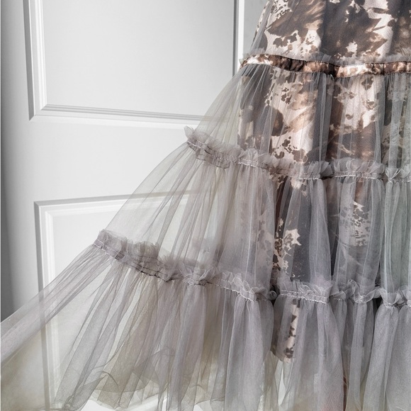 ANTHROPOLOGIE RUTZOU Tulle Knee Length Skirt Brown Sage Green Lavender - Picture 4 of 6